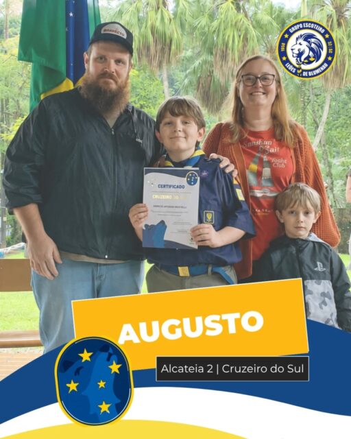 Neste sábado, dia 09/05, a Alcateia 2 viveu um momento de muita alegria e celebração! 🐺 
Augusto e o Benício receberam o distintivo de Cruzeiro do Sul, a graduação máxima que um Lobinho pode alcançar.

Ver a evolução, o empenho e o brilho nos olhos de cada um durante essa jornada nos enche de orgulho. Esse reconhecimento é fruto de muita dedicação e dos valores que eles levam para a vida. Parabéns, meninos! Que essa estrela continue iluminando os novos passos que vocês darão agora no Ramo Escoteiro.

Venha conhecer o nosso grupo escoteiro e faça parte da Família GELB! ⚜️

Melhor Possível!

#EscoteirosDoBrasil #CruzeiroDoSul #RamoLobinho #LeõesDeBlumenau #Escotismo Blumenau MelhorPossível