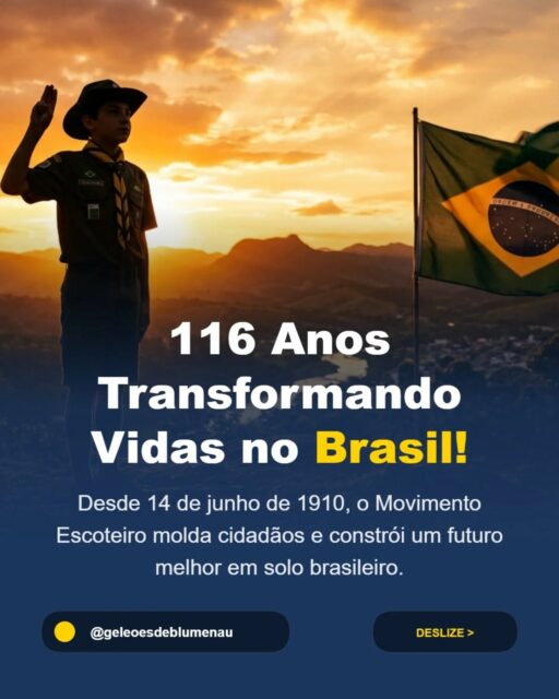 O que começou com uma pequena semente em 1910, hoje é uma floresta de líderes espalhada por todo o Brasil. ⚜️🇧🇷

Você já parou para pensar em como o mundo mudou nos últimos 116 anos? Passamos por revoluções tecnológicas e sociais, mas a essência do que um jovem precisa para ser feliz e pleno continua a mesma: conexão real, vida ao ar livre e valores que não oscilam com as modas. 

O Escotismo não é apenas um passatempo; é uma escola de vida. Através do "aprender fazendo" e do sistema de patrulhas, transformamos o protagonismo juvenil em ferramenta de mudança. No Grupo Escoteiro Leões de Blumenau (32/SC), honramos essa trajetória centenária todos os sábados, fazendo da nossa cidade um verdadeiro campo de aprendizado e amizade. 

Aqui, o seu "O Aprender Fazendo" de hoje constrói o cidadão consciente de amanhã. 

Quer que seu filho(a) escreva os próximos capítulos dessa história conosco? 
📍 Venha nos conhecer presencialmente! 
Nossas atividades acontecem aos sábados às 14h00 e as portas do GELB estão abertas para novos integrantes que buscam propósito e aventura.

Comente "SEMPRE ALERTA" se você se orgulha de fazer parte dessa história de 116 anos e compartilhe este post para que a chama do Escotismo alcance ainda mais famílias! 🦁✨

#EscoteirosDoBrasil #Escotismo #Blumenau #GELB #EducaçãoNãoFormal