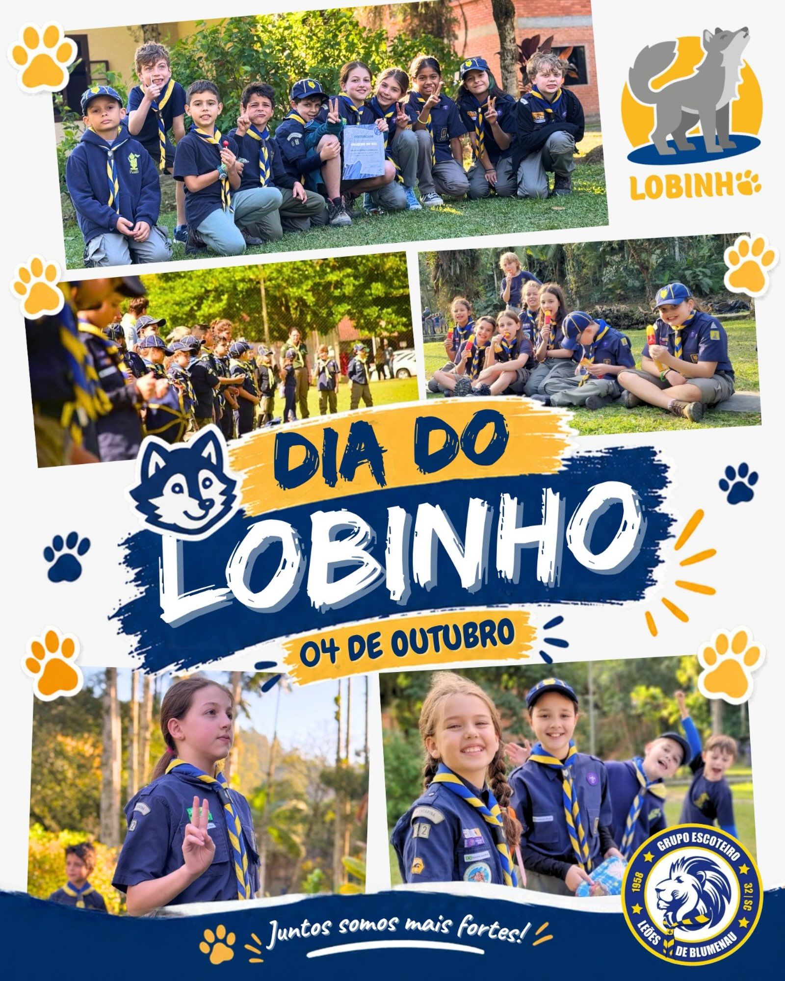 Hoje, 4 de outubro, a Jângal está em festa para celebrar o Dia do Lobinho. O GELB uiva de alegria e se enche de orgulho por cada criança que traz vida, energia e sorrisos ao nosso Ramo Lobinho.

Inspirados no universo mágico de Rudyard Kipling, vemos em cada um de vocês a coragem e a curiosidade de Mogli. É emocionante acompanhar o desenvolvimento da nossa alcateia enquanto descobrem as Leis da Selva, sempre guiados pelo olhar protetor de Akelá, pela amizade e sabedoria de Balu, e pela astúcia de Baguera. Para o nosso grupo, é uma honra imensa conviver e guiar esses pequenos grandes lobos que, a cada Roca de Conselho, brincam, aprendem e renovam o compromisso de fazer sempre o Melhor Possível. Vocês são a alma da nossa alcateia e a esperança de um futuro mais fraterno e aventureiro.

Nossas caçadas e atividades acontecem todos os sábados; convidamos toda a comunidade para conhecer o GELB, visitar nosso grupo e descobrir de perto a magia do escotismo.

#DiadoLobinho #RamoLobinho #GELB #Amizade #Diversão